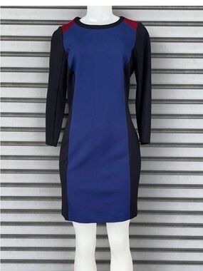 Original Penguin Blue and Black 3/4 sleeve Dress with Red Shoulder Detail